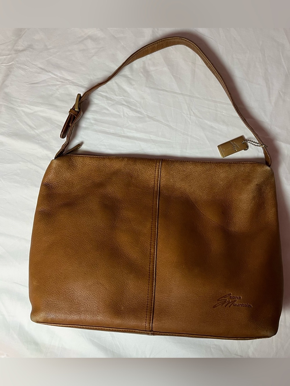 Stone Mountain Tan Pebbled Leather Multi-Pocket Hobo Shoulder Bag